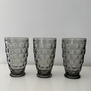 Vintage 70’s Smokey Gray Set of 3 Glasses